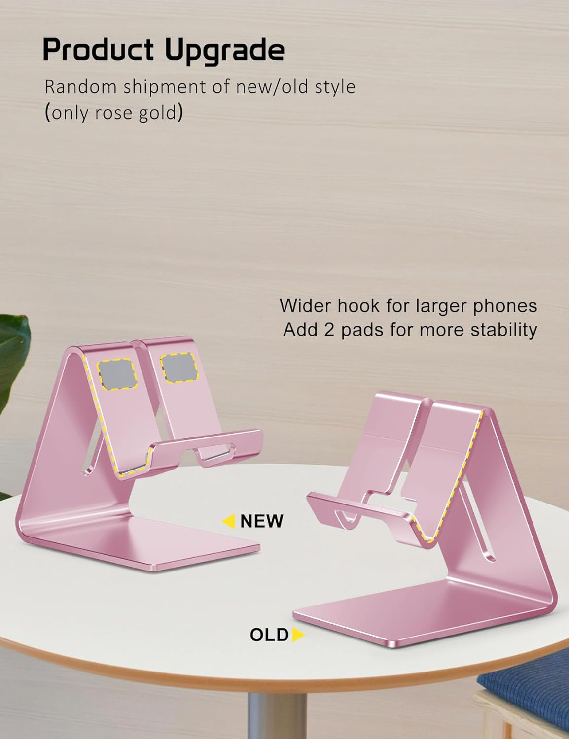 Cell Phone Stand Holder -  Aluminum Desktop Solid Portable Universal Desk Stand Compatible with All Mobile Smart Phone Huawei Iphone X 8 7 6 plus 5 Ipad Mini Tablet Office Decor (Rose Gold)